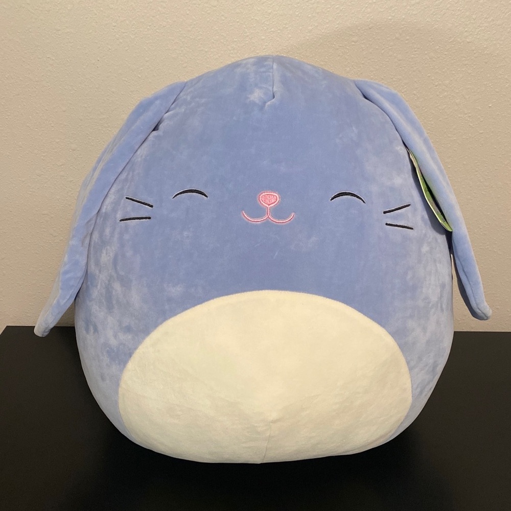 New Kellytoy SQUISHMALLOWS 16" SEBASTIAN PERIWINKLE Blue Easter BUNNY Plush